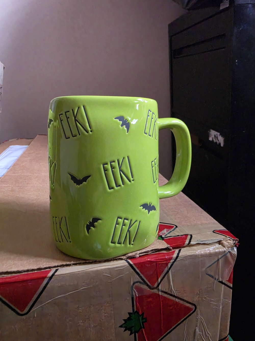 Rae Dunn Green Halloween 'EEK!' Bat  Mug